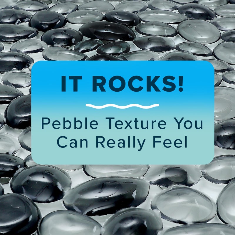 SlipX Solutions Non Slip Pebble Bath Mat for Shower & Bathtub 38x17 | River Rock Look | Accupressure | Massage Bath Mats for Tub | 188 Suction Cups | Machine Washable, Dark Gray Pebbles - Image 5
